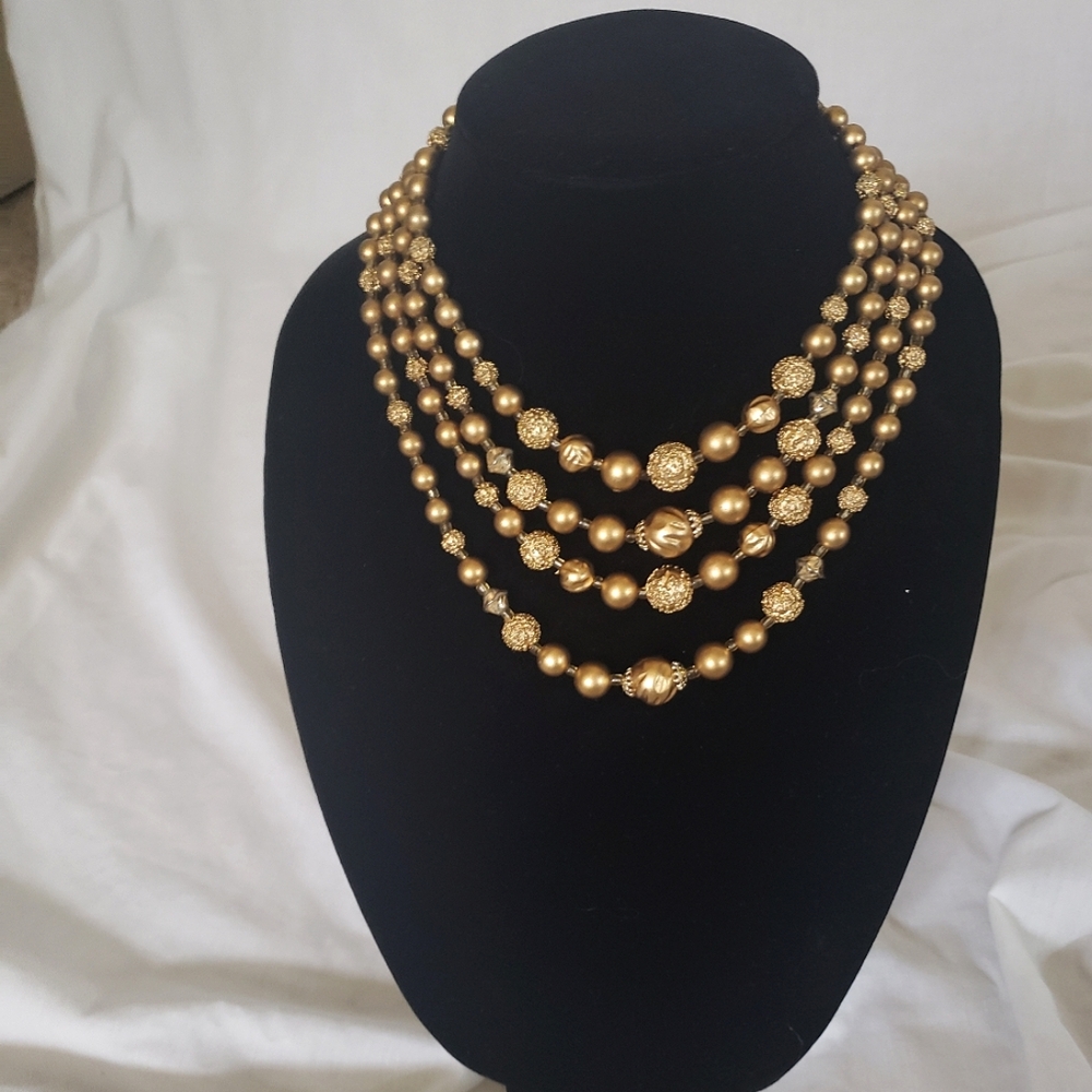 4 Layer Gold Beaded Necklace